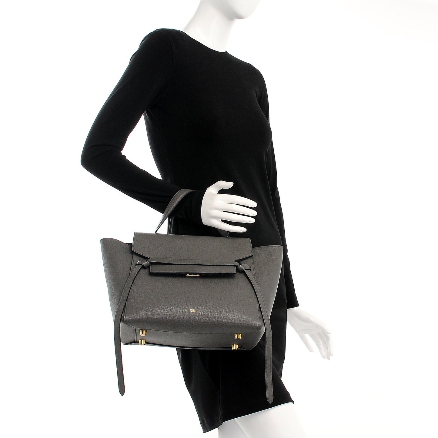 Grained Calfskin Mini Belt Bag Grey