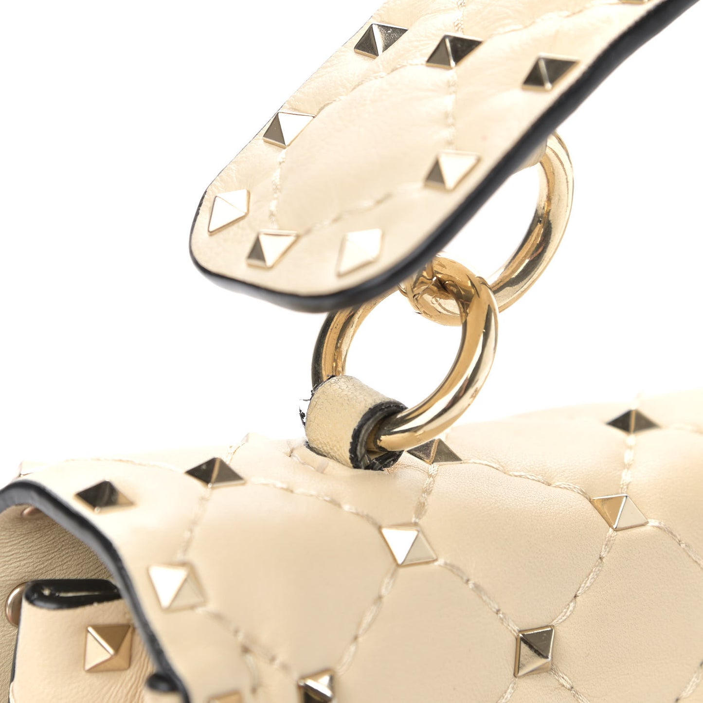 Nappa Small Rockstud Spike Shoulder Bag Light Ivory
