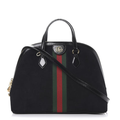 Gucci Suede Patent GG Web Medium Ophidia Top Handle Dome Bag Black 1 of 9