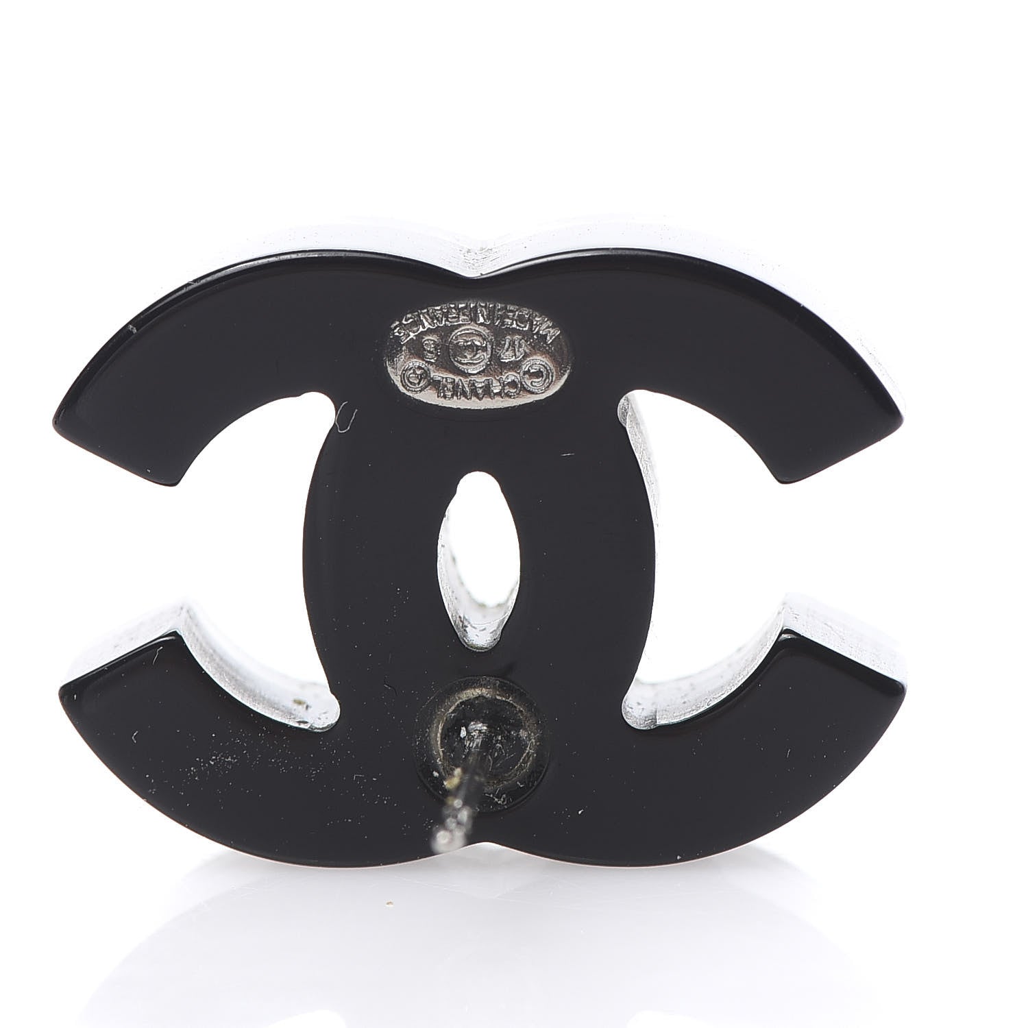 Chanel Glitter Resin CC Earrings Silver Black 5 of 6