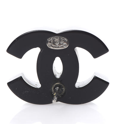 Chanel Glitter Resin CC Earrings Silver Black 5 of 6