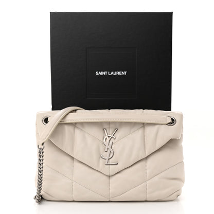 Saint Laurent Lambskin Quilted Small Loulou Puffer Monogram Chain Satchel Blanc Vintage 11 of 11