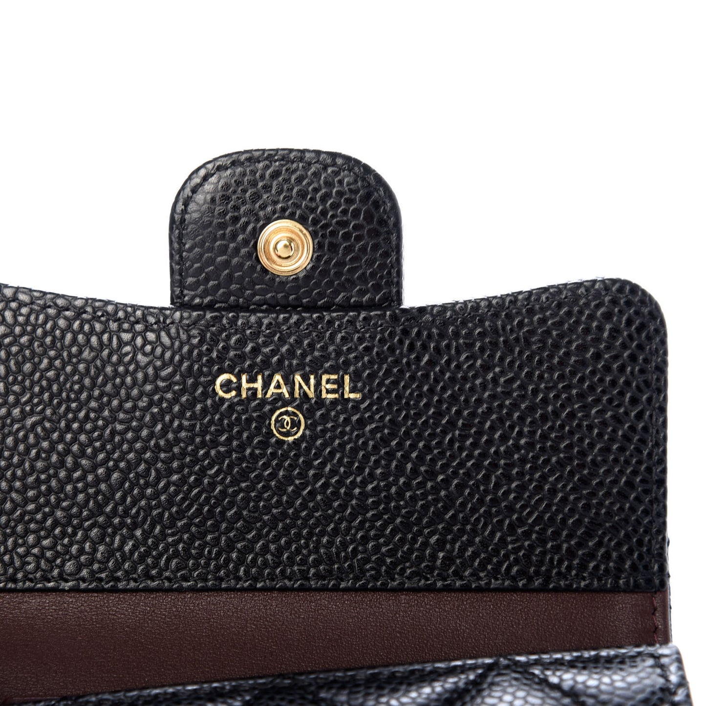 Caviar Quilted Compact Flap Wallet Black