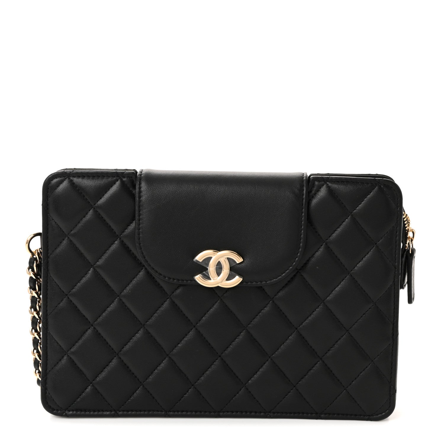 Chanel Lambskin Quilted CC Pouch Wristlet Black 1 of 8