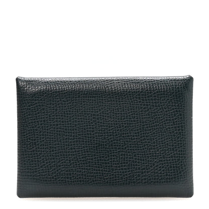 Hermes Epsom Horseshoe Calvi Card Case Vert Cypress Capucine 1 of 7