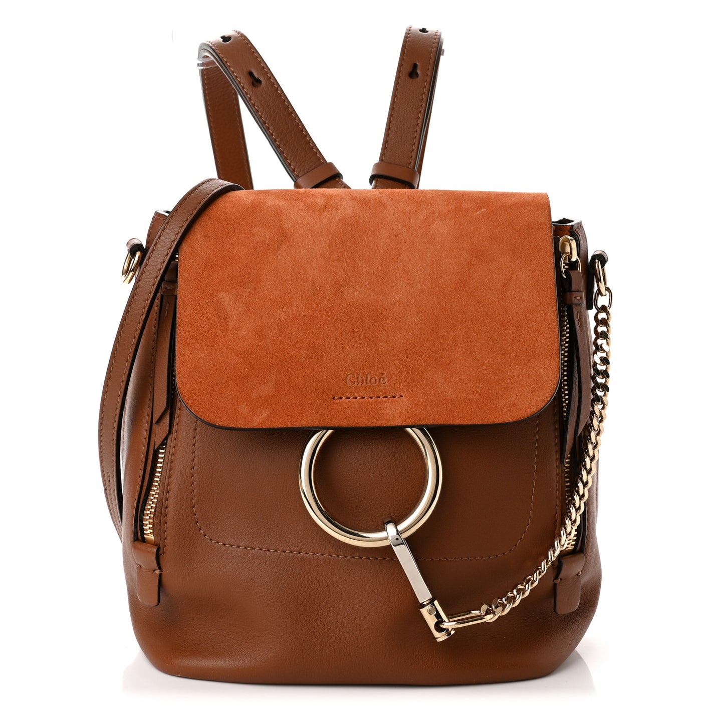 Suede Calfskin Medium Faye Backpack Tan
