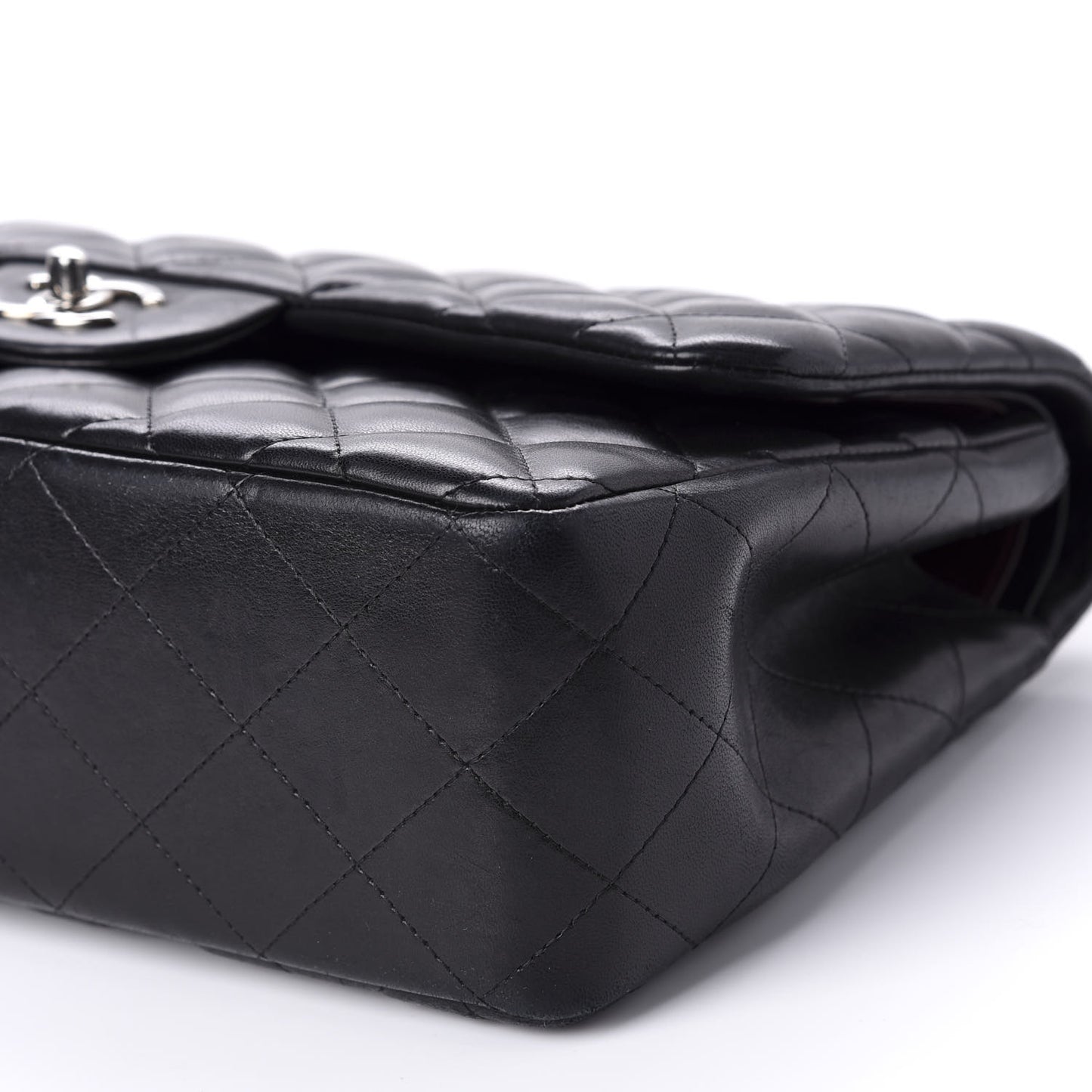 Lambskin Quilted Jumbo Double Flap Black