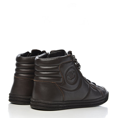 Chanel Calfskin Mens Zipped Sneakers 43 Brown 4 of 10