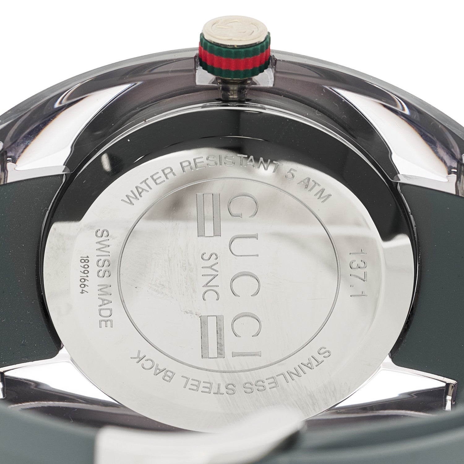 Gucci Stainless Steel Rubber 46mm Sync Web Quartz Watch Grey 4 of 4