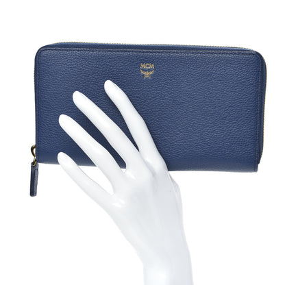 MCM Calfskin Fontanellas Park Avenue Milla Zip Around Wallet Navy Blue 2 of 10