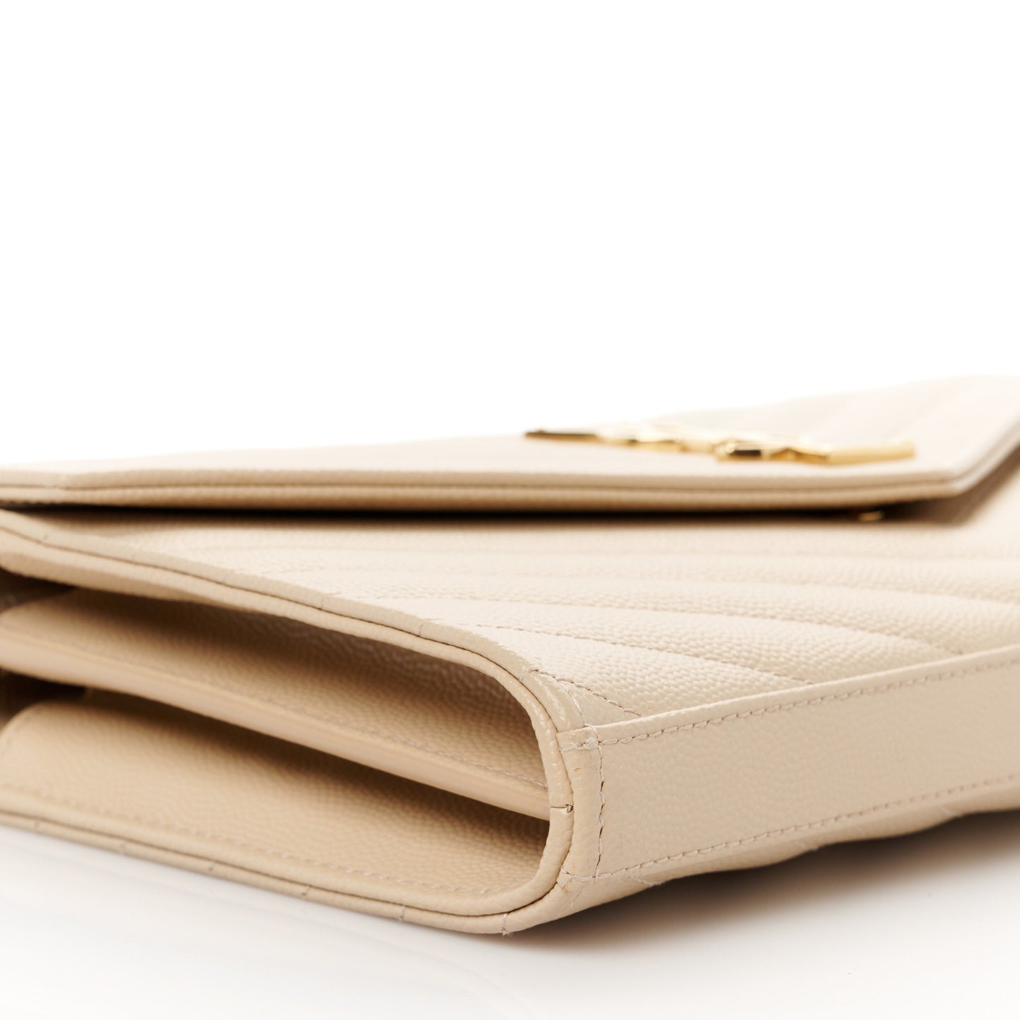 Grain De Poudre Matelasse Chevron Monogram Chain Wallet  Nude Powder