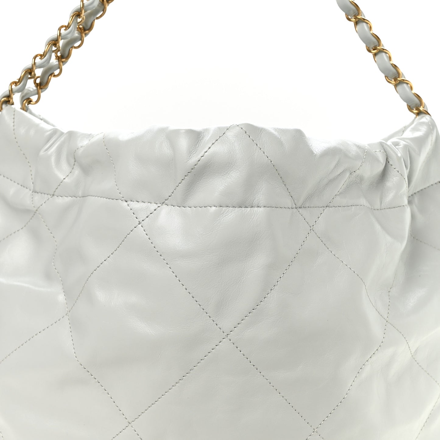 Shiny Calfskin Quilted Chanel 22 Light Blue