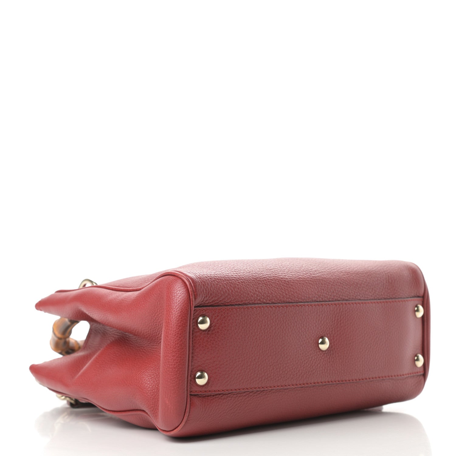 Gucci Calfskin Small Bamboo Shopper Tote Red 4 of 13
