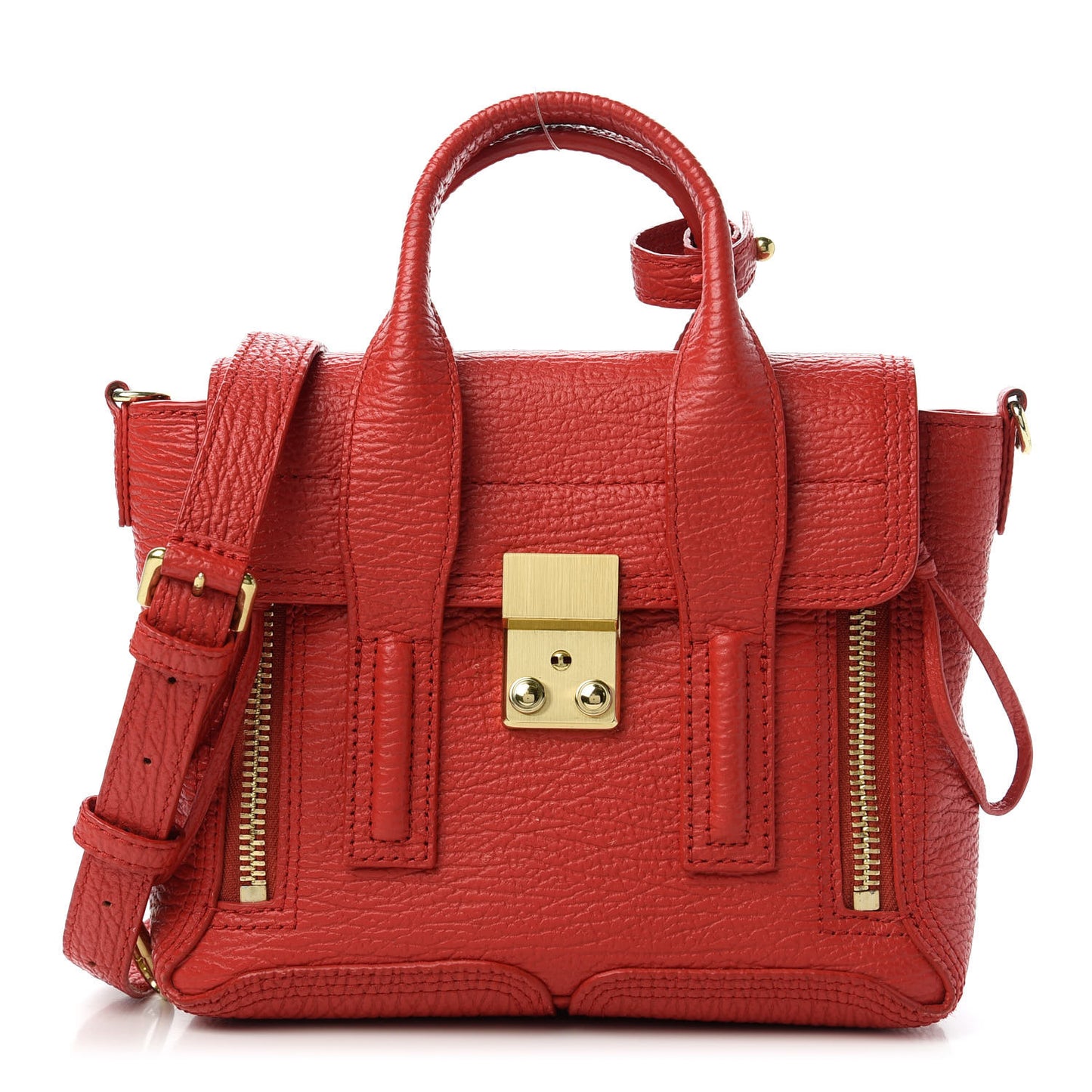 Textured Calfskin Mini Pashli Satchel Red