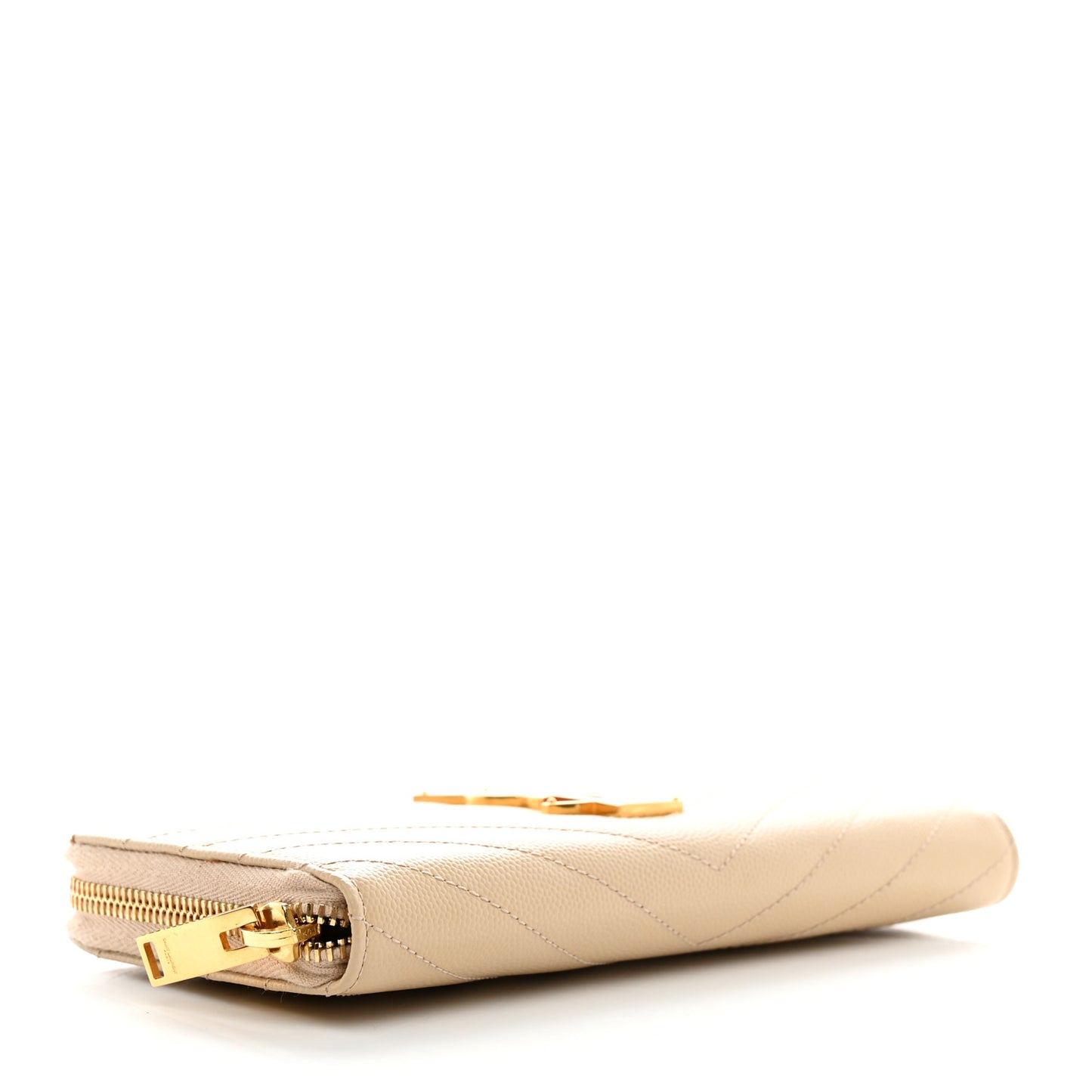 Grain De Poudre Matelasse Chevron Monogram Zip Around Wallet Nude Powder