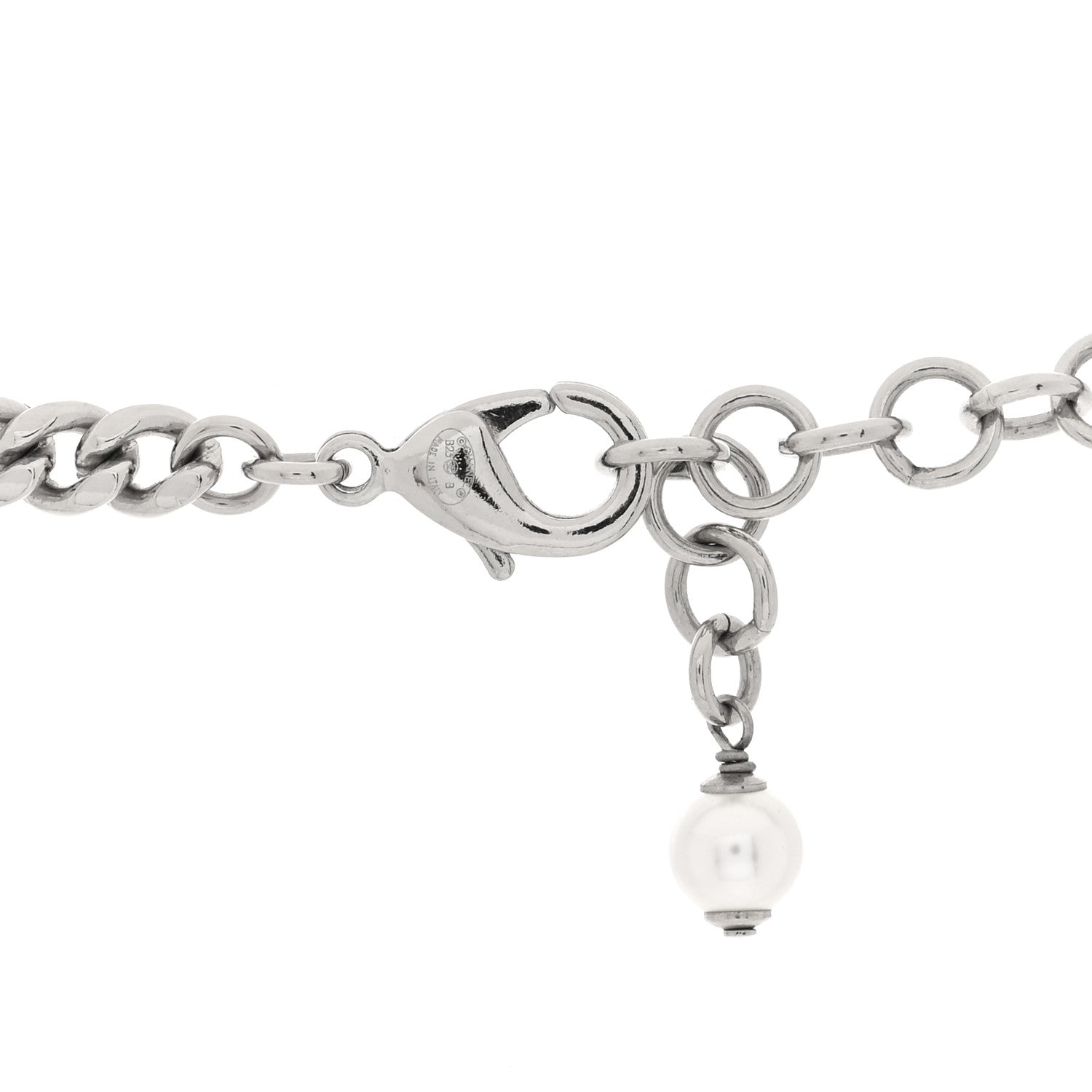 Chanel Pearl Crystal CC Heart Choker Necklace Silver 4 of 4