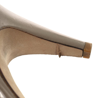 Chanel Metallic Lambskin Cap Toe CC Slingback Heels 36 Beige Gold 16 of 17