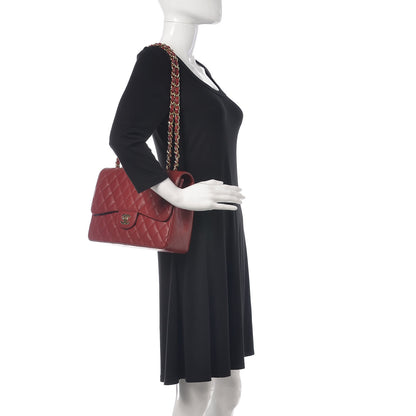 Chanel Caviar Quilted Jumbo Single Flap Dark Red 2 of 9