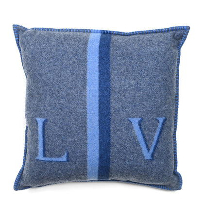 Louis Vuitton Wool Cashmere Cushion Pillow Blue Gray 1 of 3