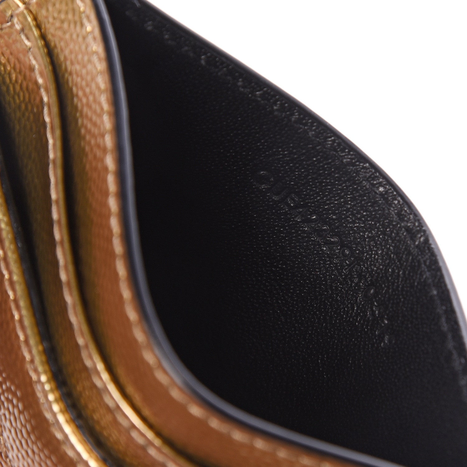 Saint Laurent Metallic Grain De Poudre Matelasse Chevron Monogram Credit Card Case Gold 6 of 6