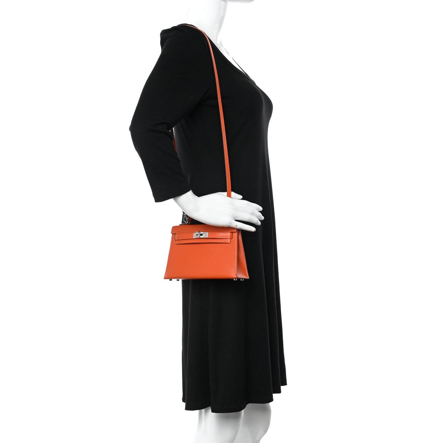 Hermes Chevre Mysore Verso Mini Kelly Sellier 20 Feu Rose Eglantine 2 of 10