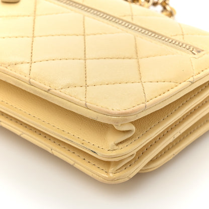 Chanel Lambskin Quilted Mini Wallet On Chain WOC Yellow 19 of 20