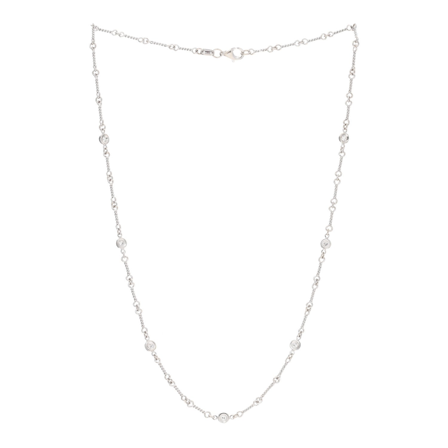 Roberto Coin 18K White Gold Diamond By the Inch Seven Station Dog Bone Necklace 2 of 3