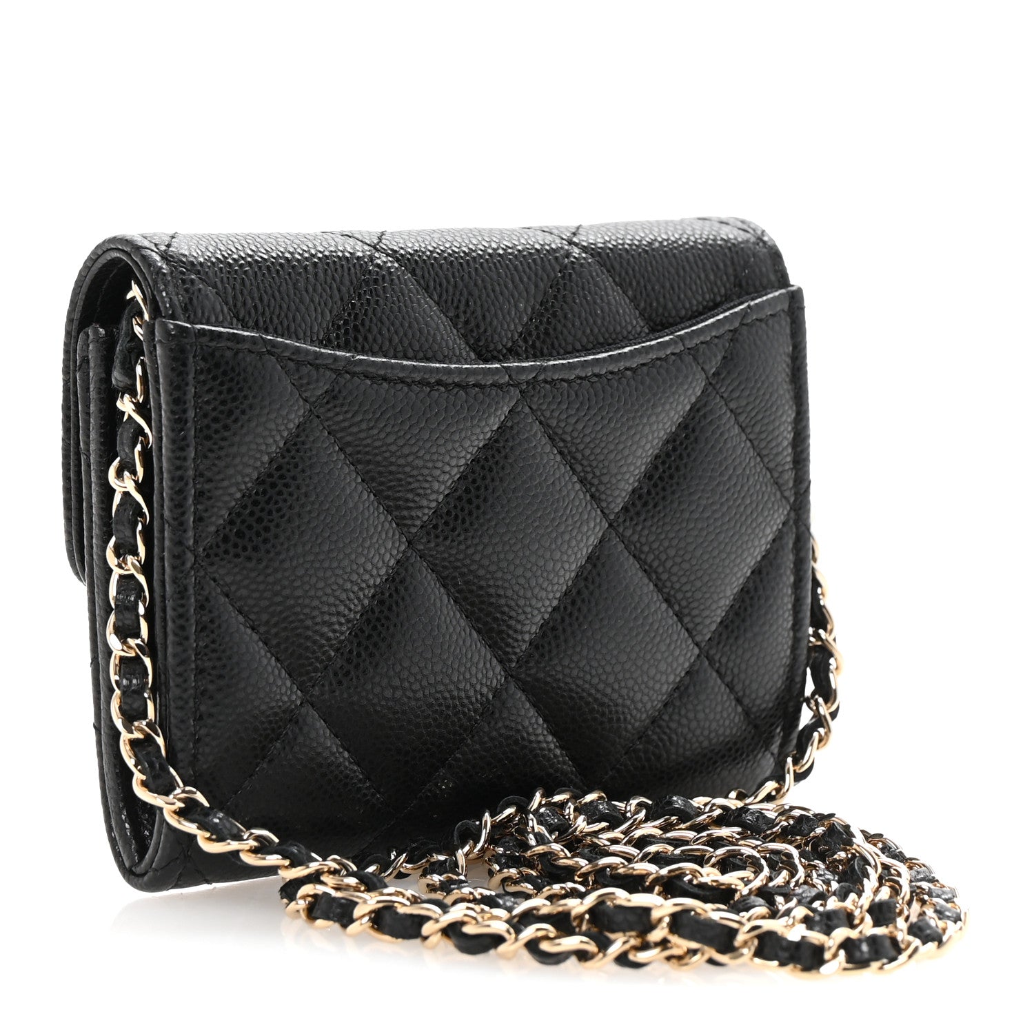 Chanel Caviar Quilted Flap Card Holder On Chain Black 3 of 12