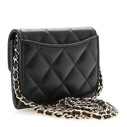 Chanel Caviar Quilted Flap Card Holder On Chain Black 3 of 12