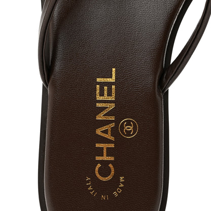 Chanel Goatskin CC Times Square Thong Sandals 39 Brown 8 of 10