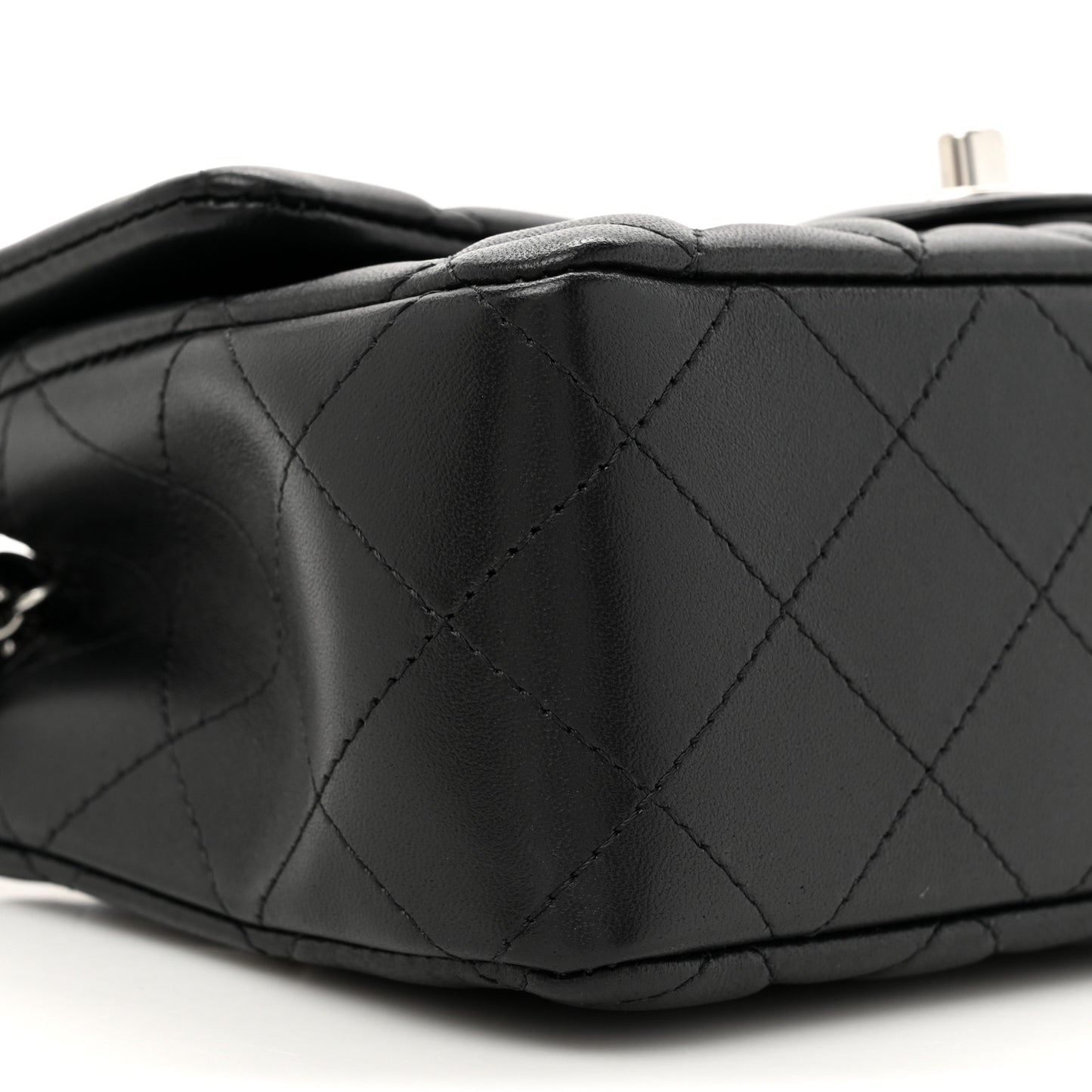 Lambskin Quilted Mini Rectangular Flap Black
