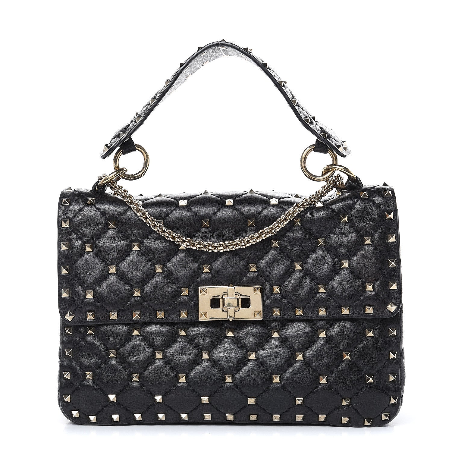 Valentino Garavani Lambskin Medium Rockstud Spike Shoulder Bag Black 1 of 13