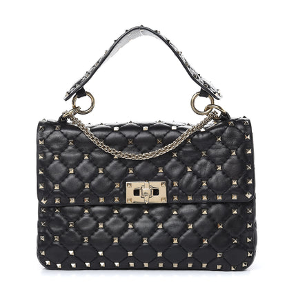 Valentino Garavani Lambskin Medium Rockstud Spike Shoulder Bag Black 1 of 13