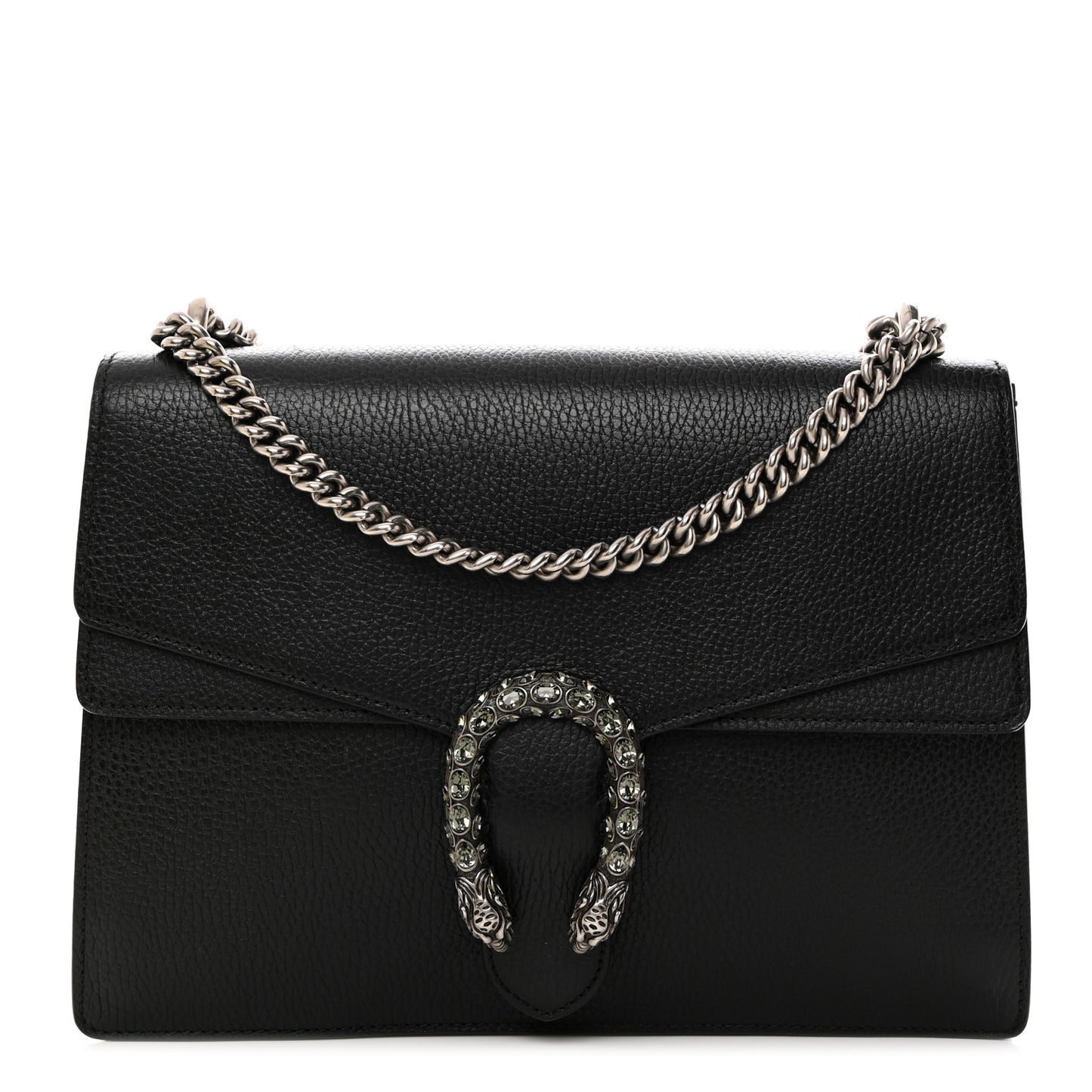 Dollar Calfskin Crystal Medium Dionysus Shoulder Bag Black Black Diamond