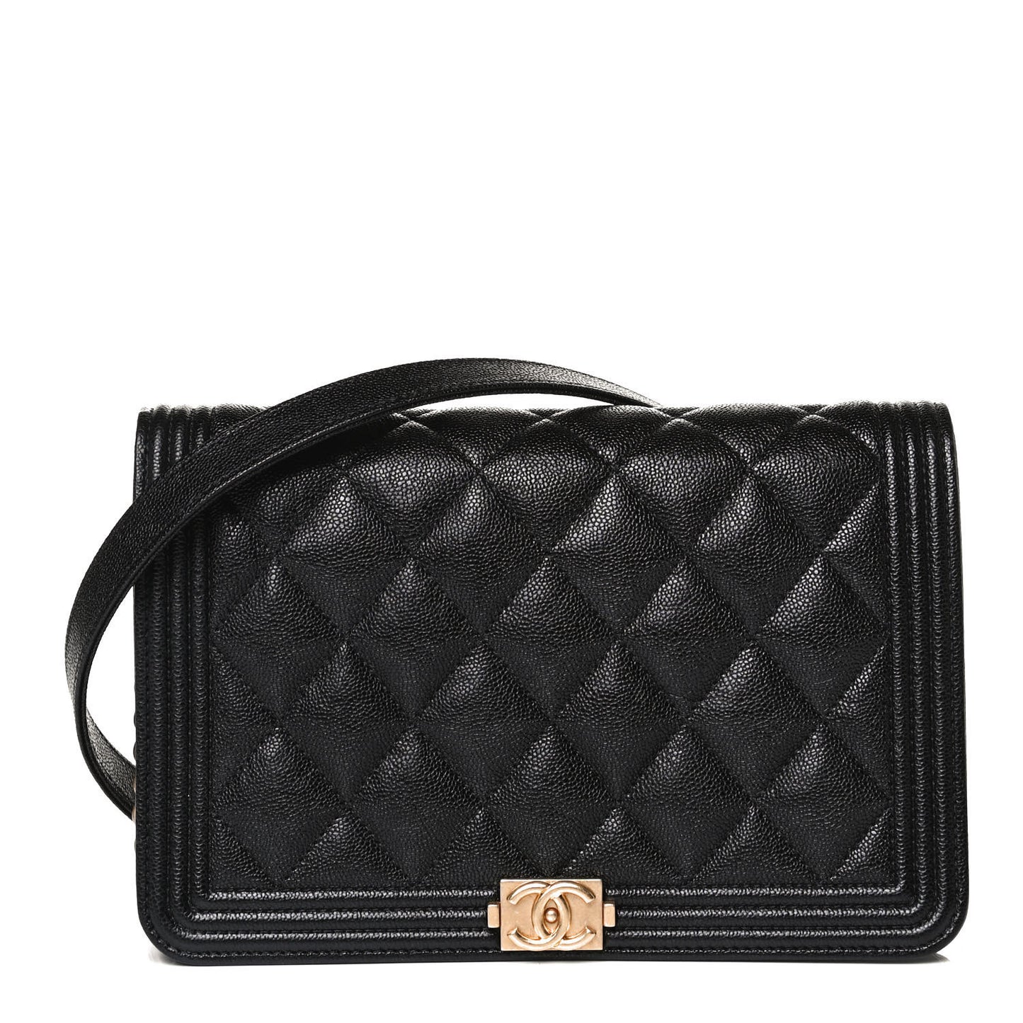 Caviar Quilted Boy Wallet On Chain WOC Black