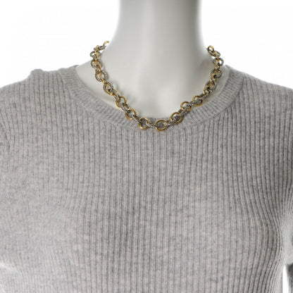 David Yurman Sterling Silver 18k Gold 12mm Large Oval Link Necklace 2 of 4
