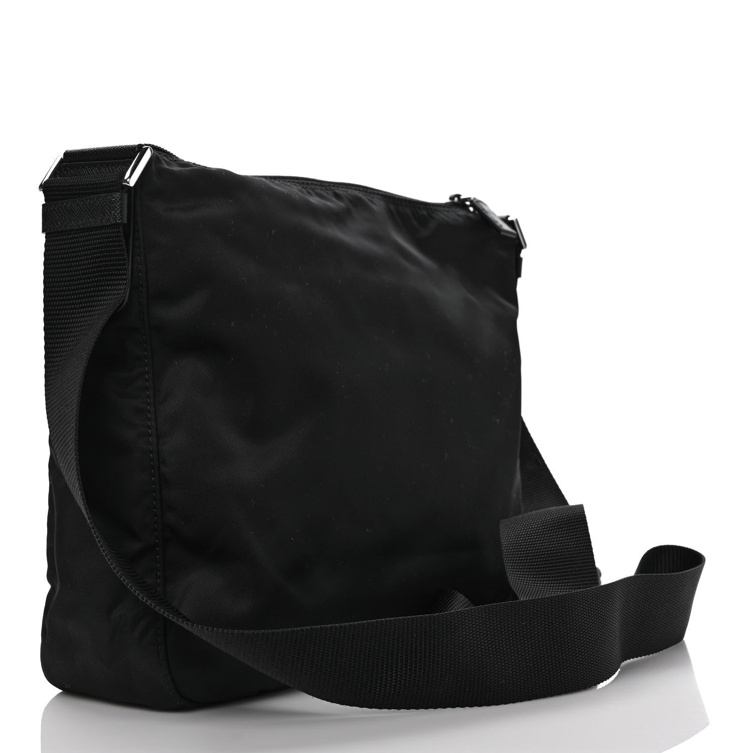 Prada Re-Nylon Vela Saffiano Pocket Double Zip Messenger Bag Black 2 of 9
