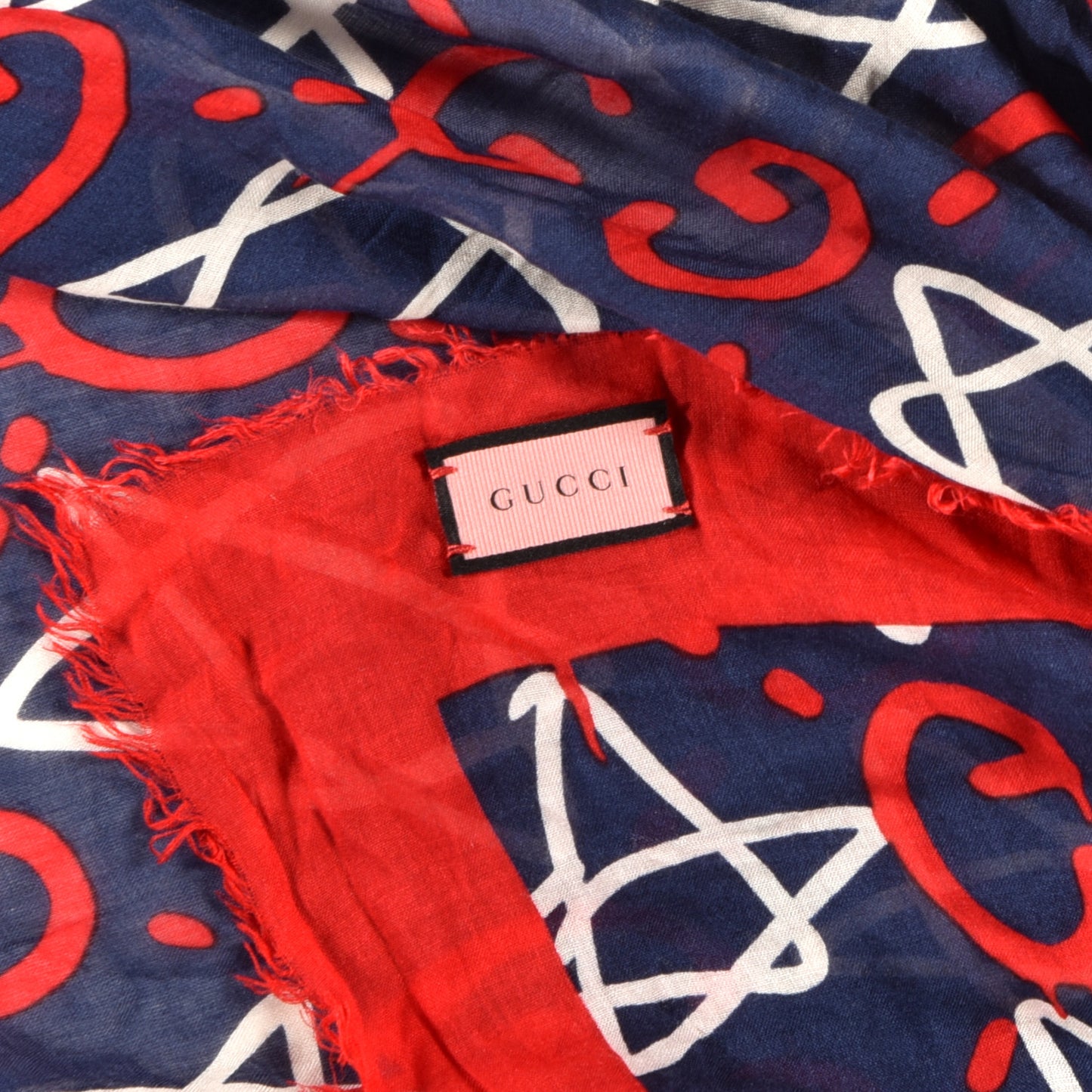 Modal Silk GucciGhost Print Shawl Red White Blue