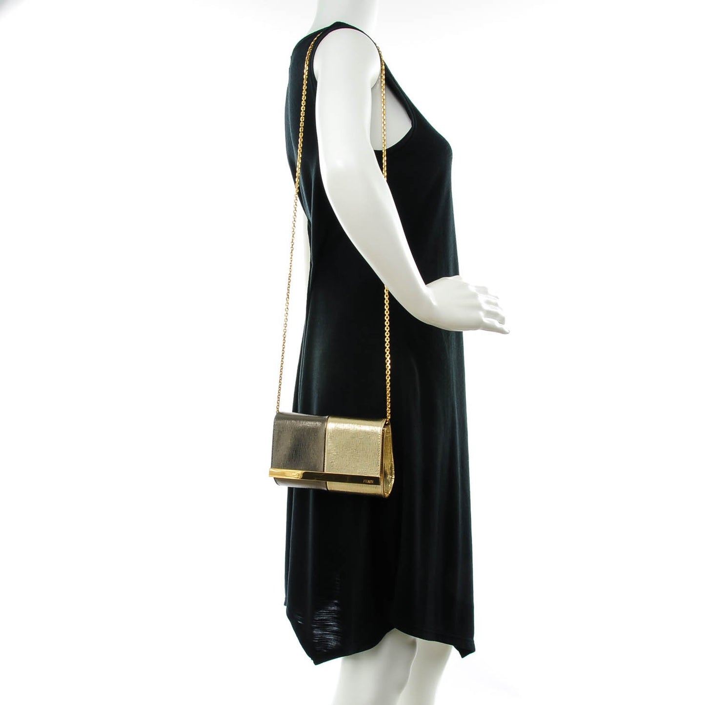 Vitello Mirror Elite Bi-Color Mini Rush Clutch Gold Grey