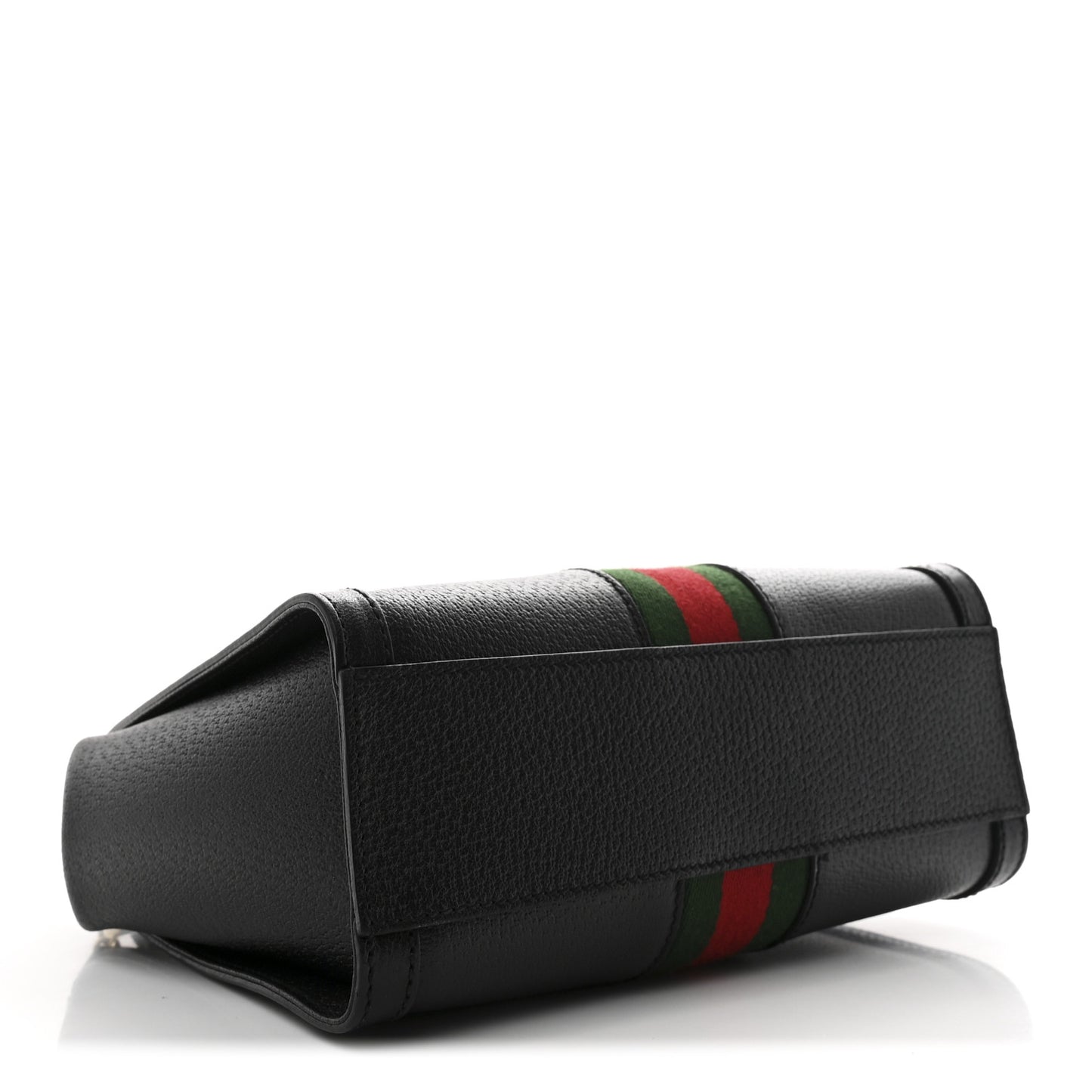 Textured Calfskin Web Small Ophidia Tote Bag Black