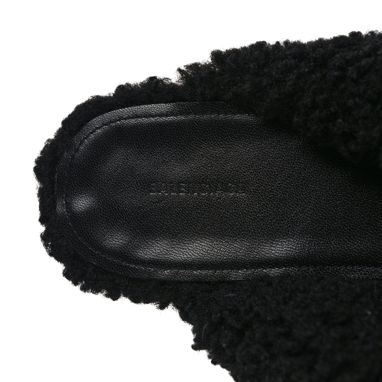 Faux Shearling Drapy Slide Sandals 39.5 Black