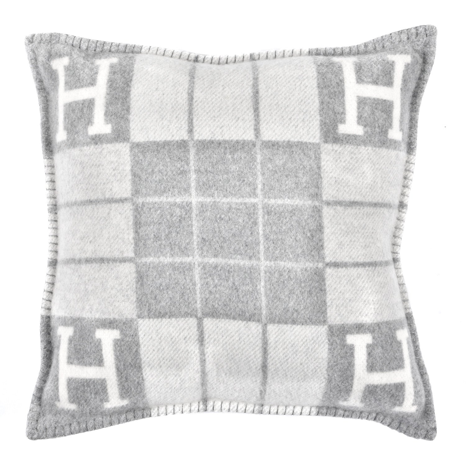 Hermes Wool Cashmere Avalon III Pillow PM Ecru Gris Clair 1 of 3
