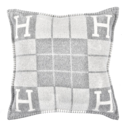 Hermes Wool Cashmere Avalon III Pillow PM Ecru Gris Clair 1 of 3