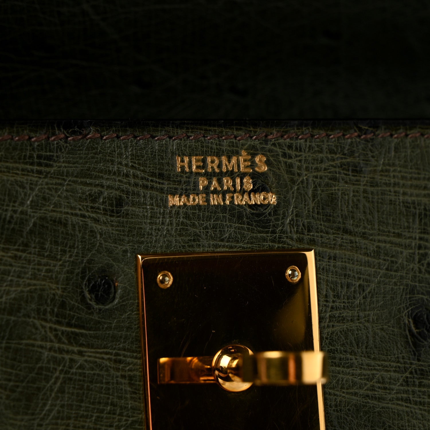 Hermes Ostrich Kelly Sellier 32 Vert Olive 6 of 15