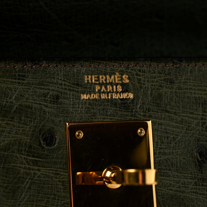 Hermes Ostrich Kelly Sellier 32 Vert Olive 6 of 15
