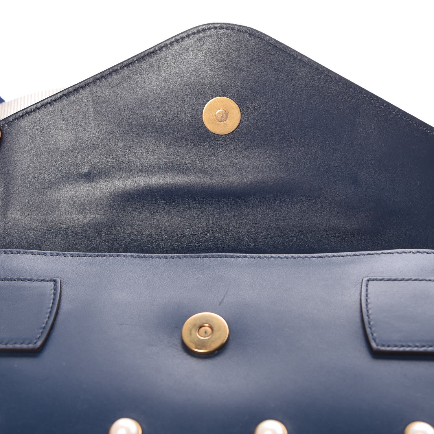 Gucci Nappa Pearl Studded Mini Queen Margaret Broadway Shoulder Bag Blue Agata 10 of 12