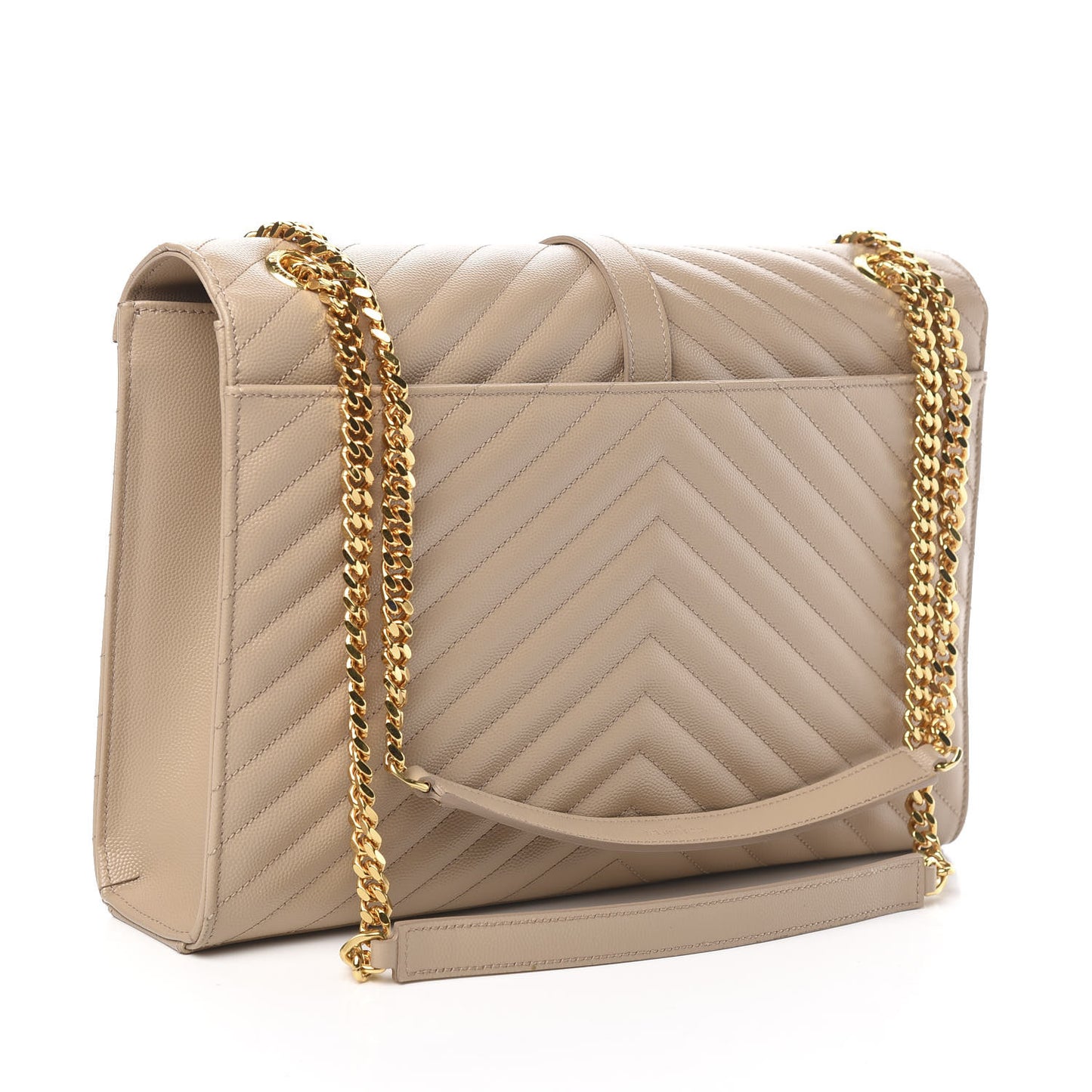 Grain De Poudre Matelasse Chevron Large Monogram Satchel Dark Beige
