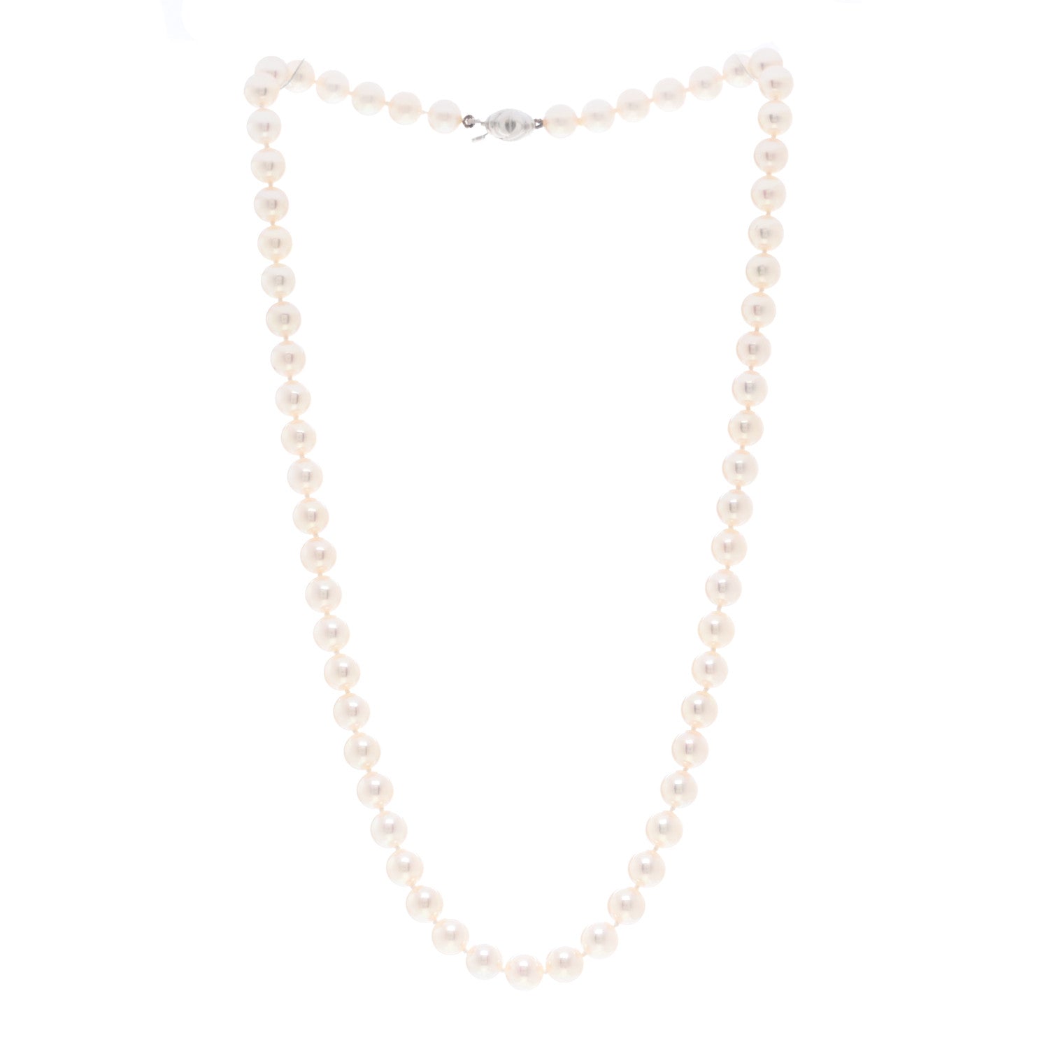 Tiffany 18K White Gold Akoya Pearl 6.5-7mm Signature Strand Necklace 3 of 5