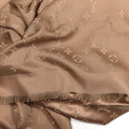 Louis Vuitton Silk Wool Monogram Shawl Cappuccino 2 of 3