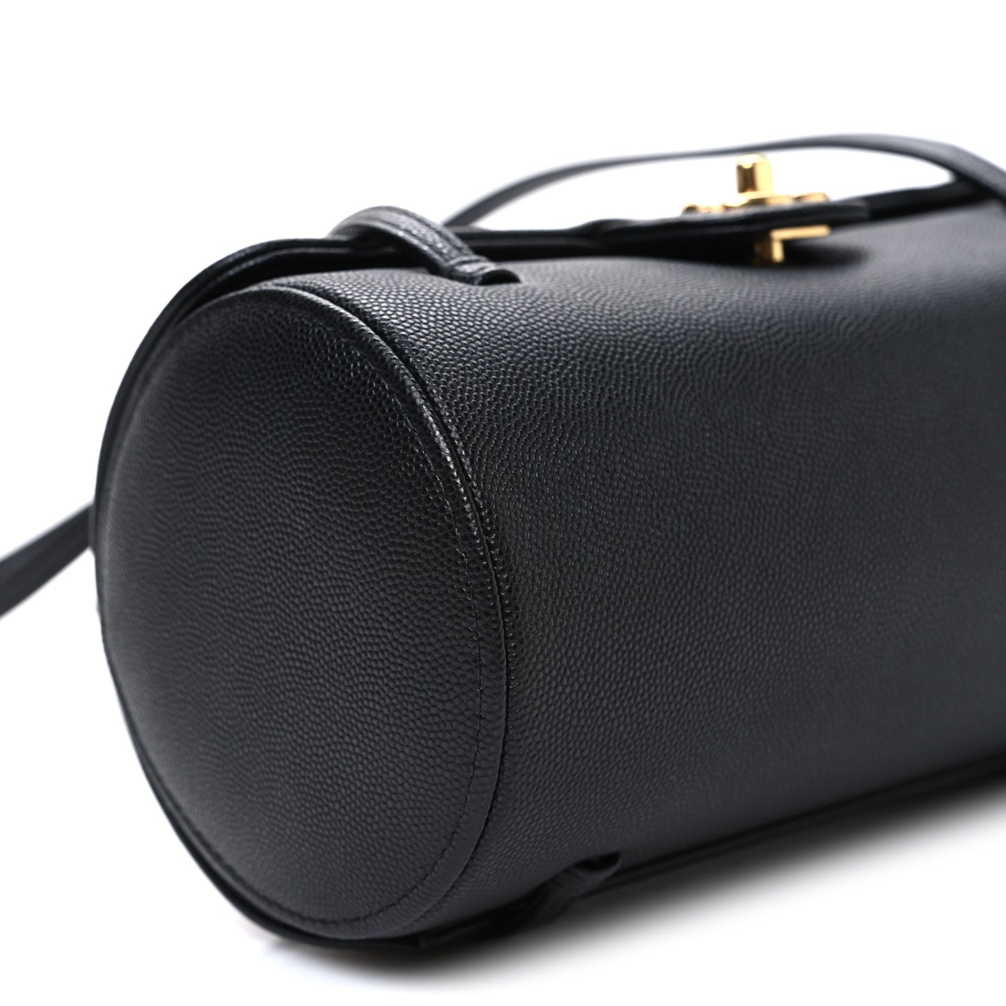 Shiny Caviar Preppy Coco Small Bowling Bag Black